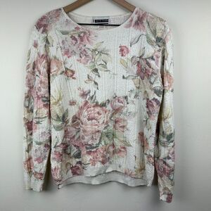 Vintage Carly Blake Sweater Womens Small Floral Sheer Cottagecore Pastel Ladies